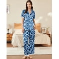 thumbnail image 3 of Ekouaer Womens Silk Satin Pajamas Set Button Down 2 Piece Pjs Short Sleeve Long Pants Sleepwear Lounge Set, 3 of 7