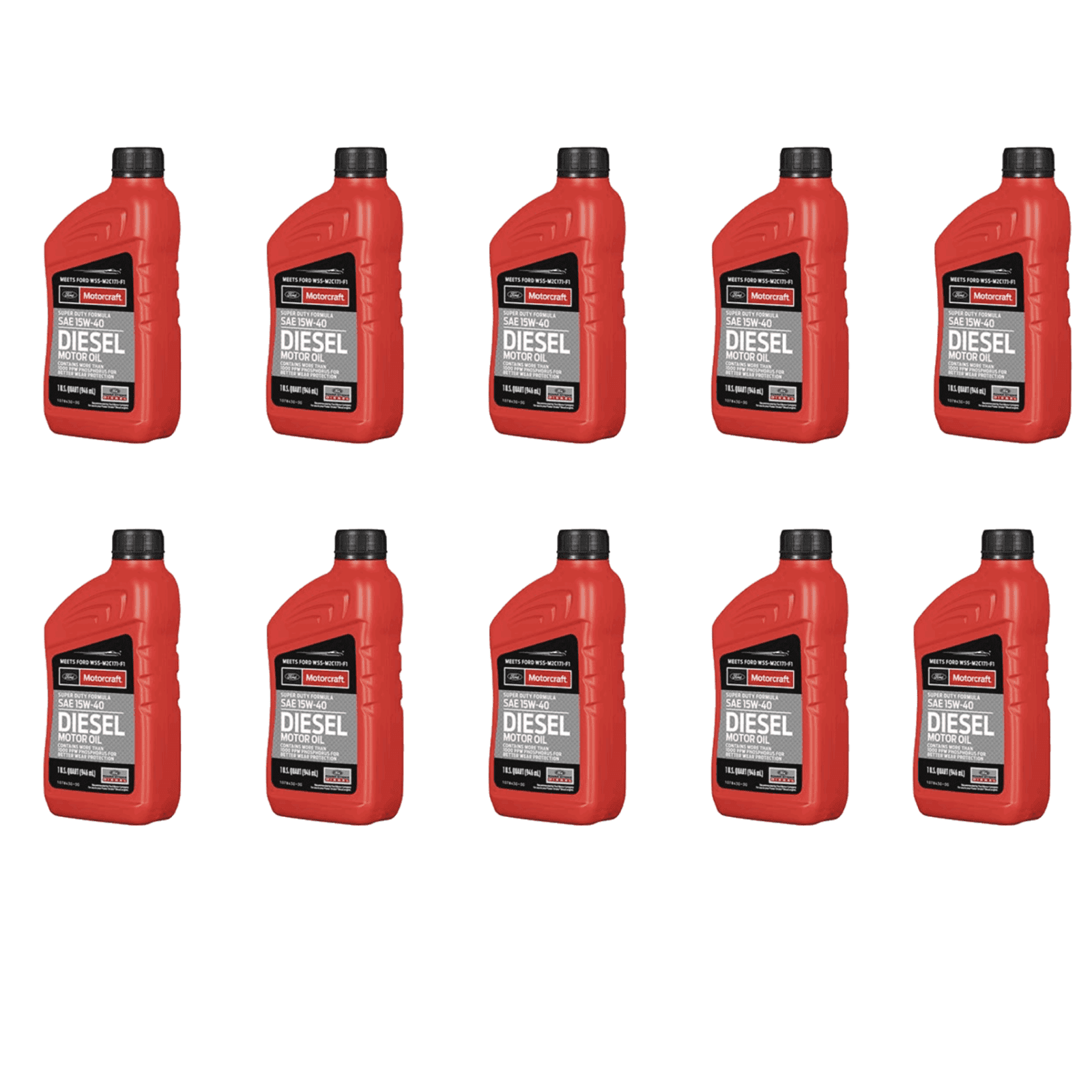 10 Quarts Diesel Engine Motor Oil FORD/Motorcraft SAE 15W-40 Super Duty MPN #XO-15W40-QSD