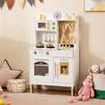 thumbnail image 2 of Costway Play Kitchen with 3 Adjustable Heights, Microwave, Stoves, Sink, Oven, Ice Maker White, 2 of 10