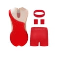 thumbnail image 2 of Haitryli Kids Workout Clothing Sets Tumbling Gymnastic Outfits Tank Ballet Unitard Clothes with Shorts B Red 8, 2 of 7