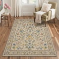 thumbnail image 3 of 2x3 Area Rug non slip backing low pile print pattern, machine washable light weight indoor rug for entryway, entrance, front door and bathroom, Vintage Floral, Cream Beige, 3 of 5
