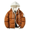 thumbnail image 2 of Maoxin Men's Jacket Men's Stitching Drawstring Hooded Slim Fashion Jacket Coat Outwear Jacket Coats , Brown , XL, 2 of 6