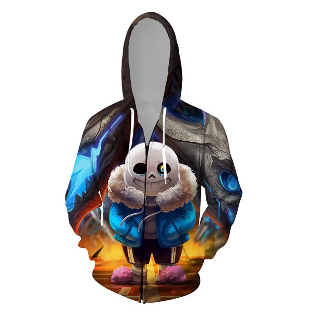 Under The Legend Of Undertale Skull Brothers 3D Printed Zipper Sweater Game Peripheral Hoodie Jacket