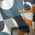 thumbnail image 5 of Contemporary Orange, Semi Sheer Curtains 108 Inch Length 2 Panels Set, Middle Century Abstract Geomrtry Sheer Kitchen Curtain Privacy Voile Window Curtain for Living Room Bedroom Rod Pocket Drapes, 5 of 7