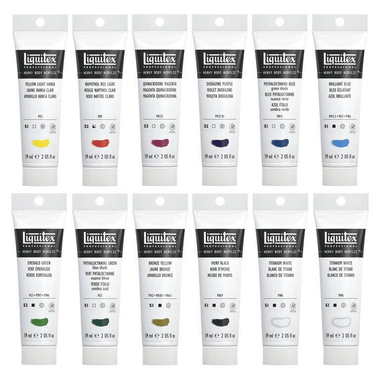 LIQUITEX PROFESSIONAL HEAVY BODY ARTIST ACRYLIC PAINT Classics Set of 12  Swatches & Review Test 