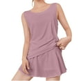 thumbnail image 6 of qolati Workout Sets for Women Round Neck Sleeveless Tank Top Tennis Skirts Matching Shorts Sets Lounge Yoga Running 2 Piece Outfits, 6 of 6