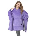 thumbnail image 3 of Tirrinia Oversized Hoodie Blanket Batwing Sleeve Sweatshirt Cozy Sherpa Huge Wearable Blankets Gift for Adults Women Teenagers Wife Girlfriend Purple, 3 of 7