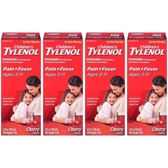 TYLENOL Children's Pain & Fever Relief, Cherry Blast Liquid, 4 oz (Pack of 4)