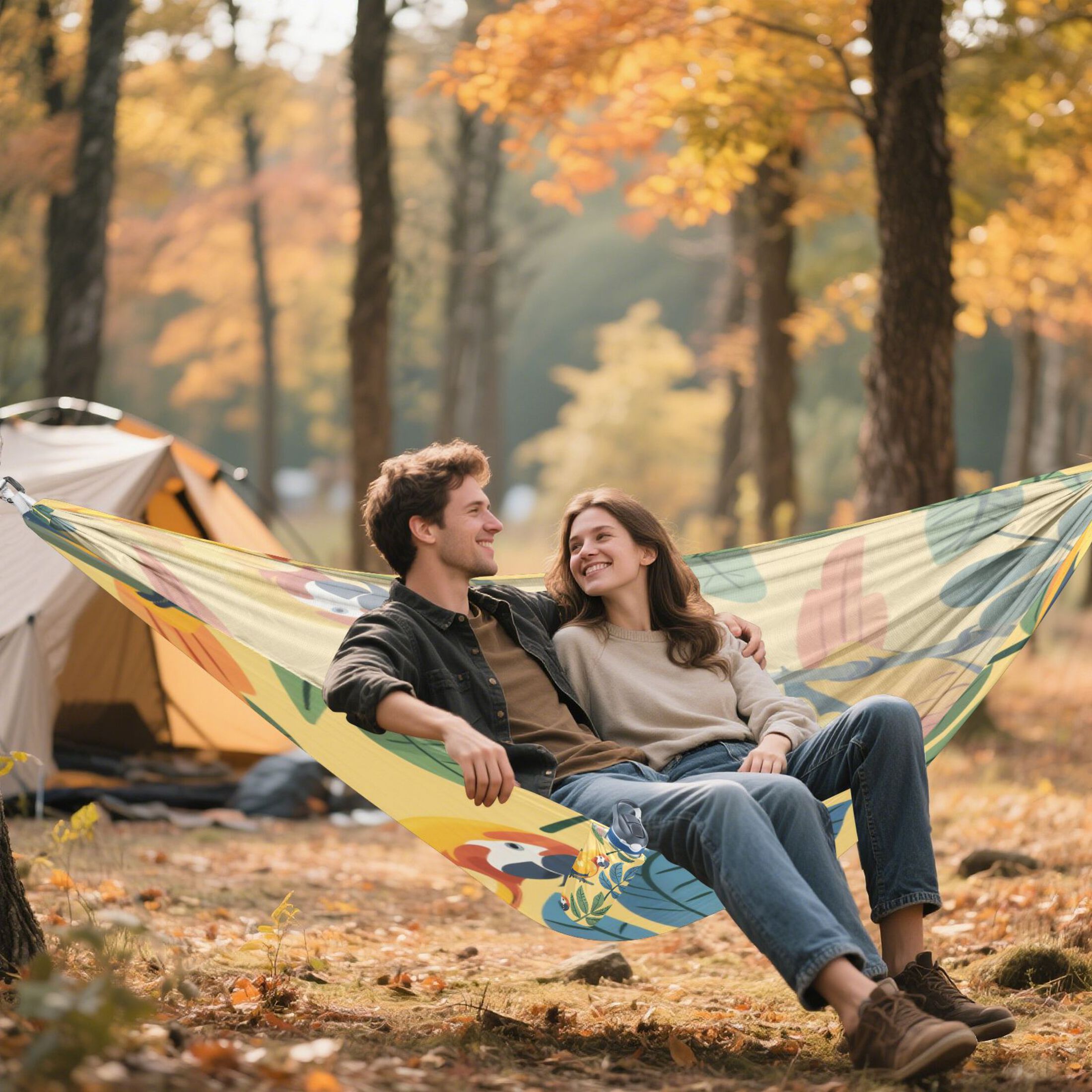 Hammock Camping Hammock Nylon Portable Hammock Travel Camping Hammock Tropical Parrot
