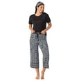 thumbnail image 4 of Women's Cuddl Duds® 2-pc. Pajama Crewneck Top & Pajama Capri Pants Set with Matching Headband Color: Black Ikat Border Size: X LARGE, 4 of 4