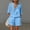 Blue plus size 2 piece shorts set a1, variant on Cagogo Women Plus Size V Neck 2 Piece Shorts Set Casual Solid Boho Beach Outfits Loose Short Sleeve Crew Neck Tops Comfy Pants Matching Lounge Sets Tracksuits Loungewear Travel Airport Clothes,
