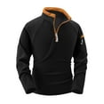 thumbnail image 1 of pstuiky Camisas casuales de manga larga para hombre, Suéter informal de manga larga con cuello alto y diseño de bloques de color con media cremallera para hombre salir tops xxl, 1 of 8