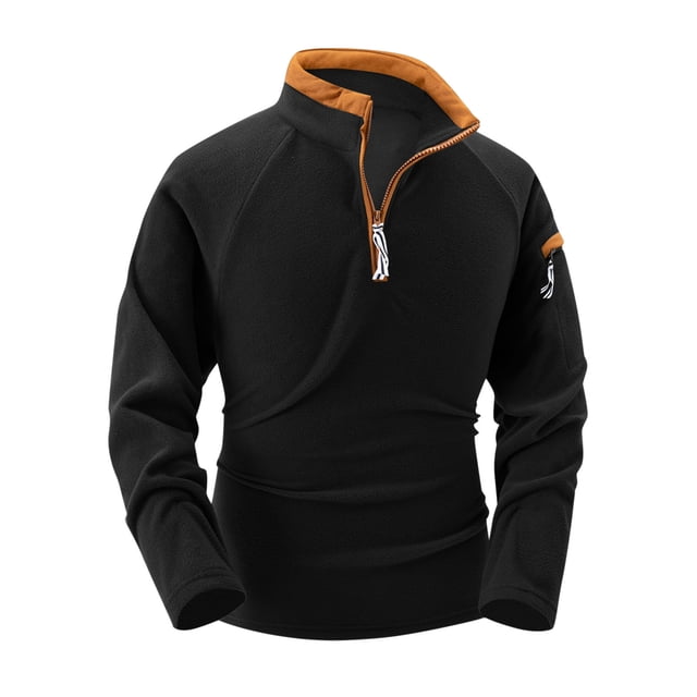 pstuiky Camisas casuales de manga larga para hombre, Suéter informal de manga larga con cuello alto y diseño de bloques de color con media cremallera para hombre salir tops xxl
