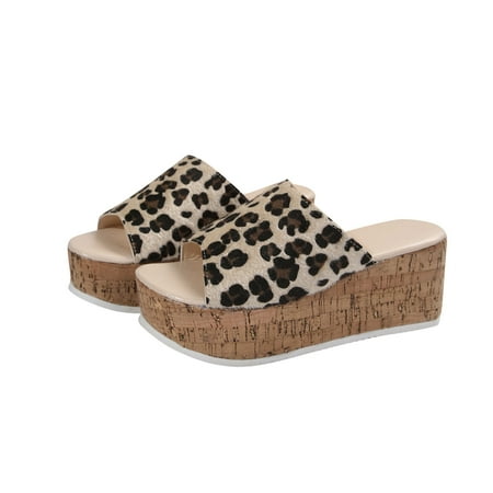 

LWVITH Clearance! Fashion Sandals Womens Espadrilles Slip on Wedge Sandals Platform Open Toe Slides Summer Shoes