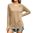 thumbnail image 4 of jjayotai Womens T Shirts Long Sleeve V Neck Basic Tee Curved Hem Tops Casual Loose Fitted Soft Fall Tops Outfits, 4 of 6
