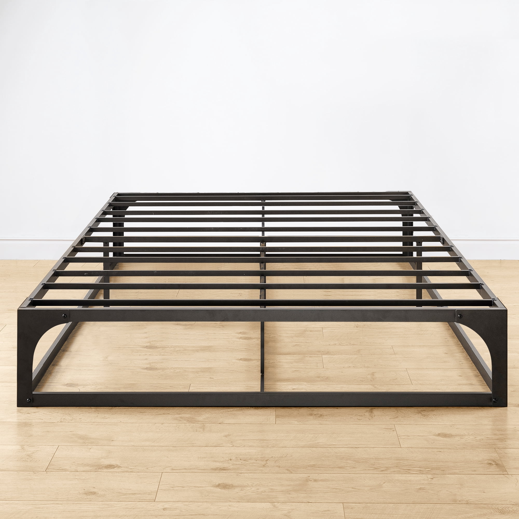 Mellow Ace of Base 12" Metal Platform Bed with Steel Slats, Black, Twin