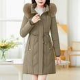 thumbnail image 2 of Fashion Plus Size Hooded Coats for Womens Winter Warm Long Sleeve Hooded Solid Color Pocket Casual Top Coat, 2 of 4