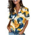 thumbnail image 2 of Xdegoge Button Down Shirts for Women Collared V Neck Short Sleeve Vintage Retro Workwear Loose Fit Abstract Striped Print Lightweight Flowy Soft Breathable Spring Summer Tops, 2 of 7