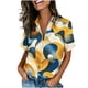 thumbnail image 1 of Blusas para las mujeres Casual manga corta impreso botón de bolsillo delantero Tops suave poliéster primavera verano camisetas de moda, 1 of 7