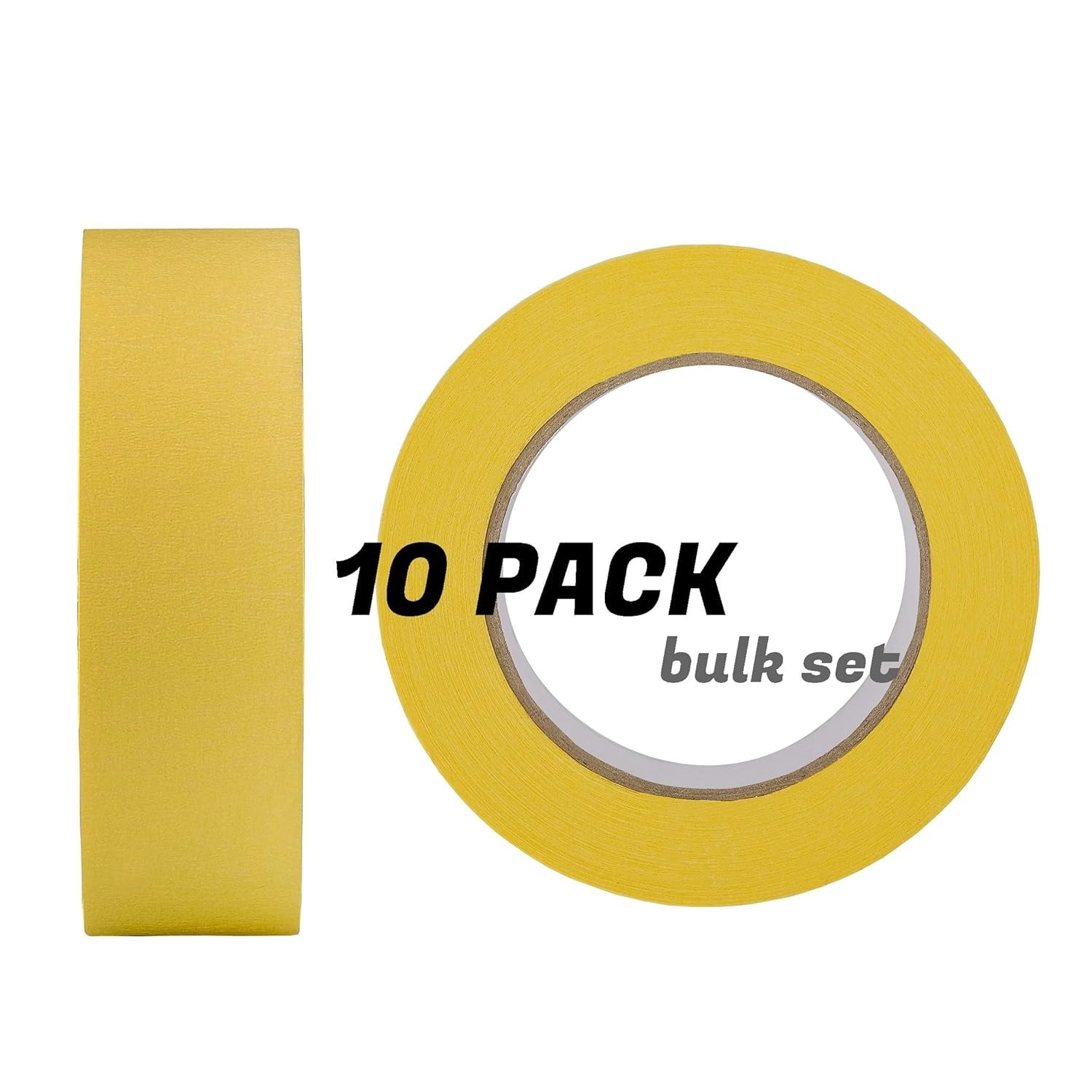 10-Pack Automotive Refinish Masking Tape Yellow 36mm x 55m, Cars Vehicles Auto Body Paint Tape, Automotive Painters Tapes Bulk Set 1.4-inch x 180-foot x 10 Rolls (600 Total Yards)