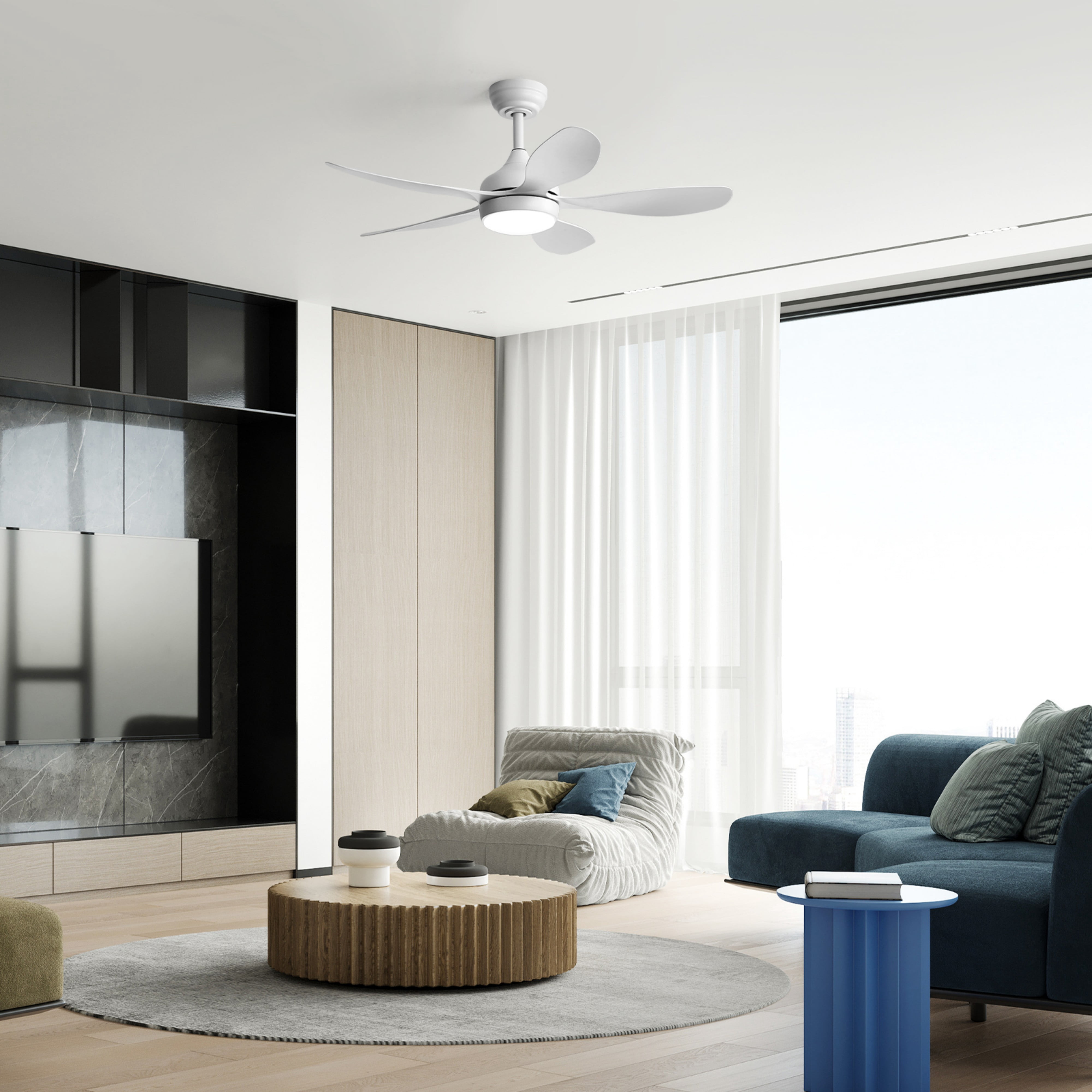 Sofucor 42 Inch Ceiling Fan with Light and Remote Cotnrol 6 Speeds DC Reversible Motor