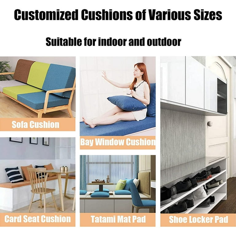 Bench Cushion Pads for Indoor Outdoor Furniture Window Seat Chair Sofa Couch Swing Garden 70D High Resilience Upholstery Thickened Foam 3 Inch
