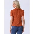 thumbnail image 4 of DARING DIVA Women's Contrast Peter Pan Collar Polka Dots Tops S Orange, 4 of 6