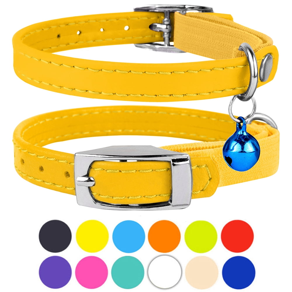 Leather Cat Collar Breakaway Safety Collars Elastic Strap for X Small