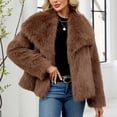 thumbnail image 2 of Women'S Faux Fur Coat Fluffy Faux Fur Jacket Long Sleeve Lapel Furry Winter Jackets Shaggy Parka Cropped Coat, 2 of 9
