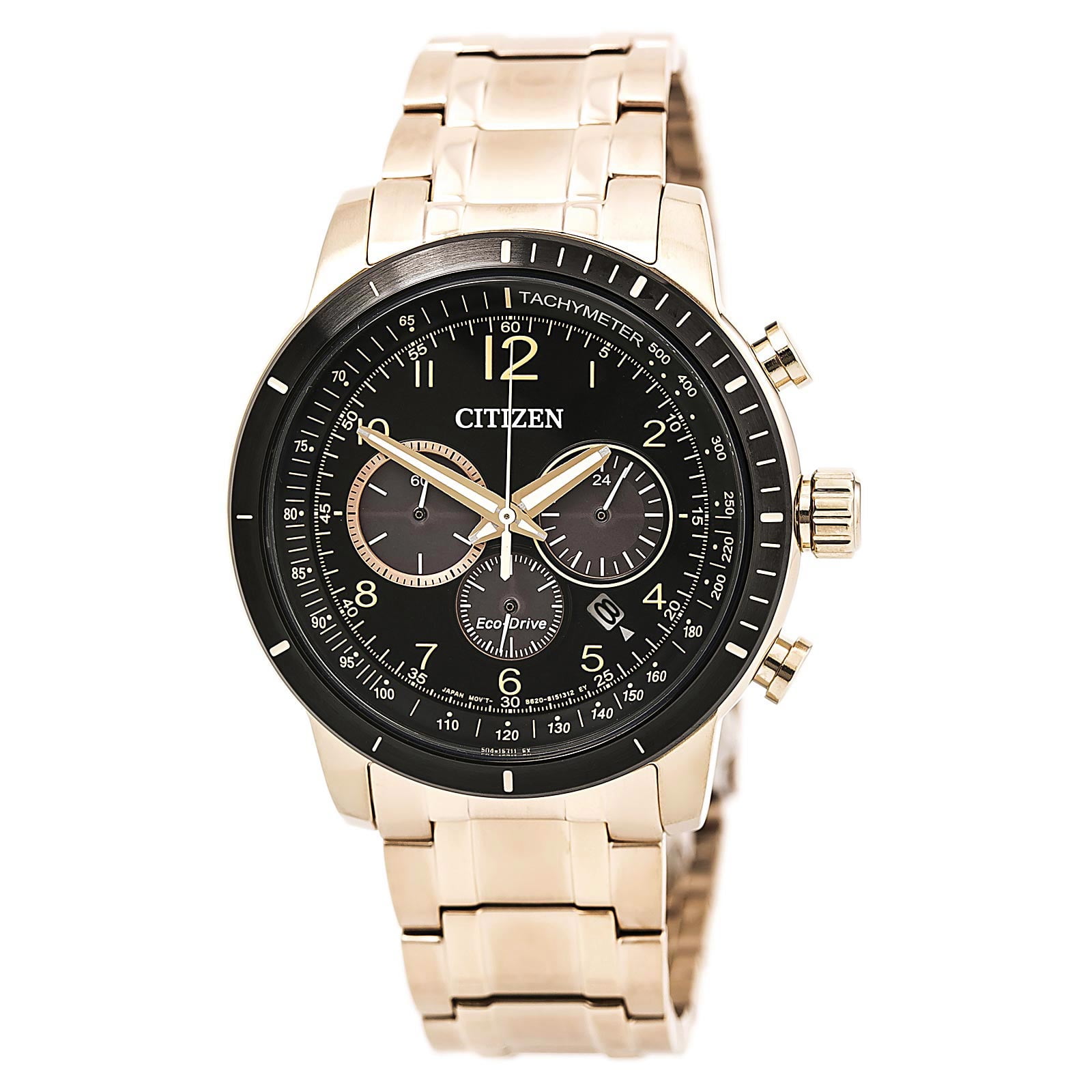 CITIZEN - Citizen Men's Brycen 43mm Rose Gold-Tone Steel Bracelet & Case Quartz Black Dial