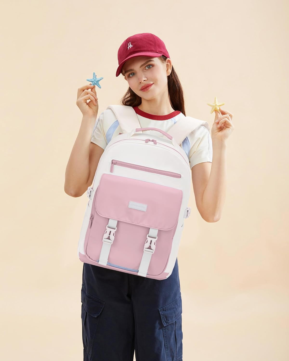 LOVEVOOK School Backpack for Teen Girls，Casual School Backpack 14-18 Teenage 15.6 Inch Laptop Bookbag, Cute Big Student Laptop Backpack for College Women Middle High School Travel Daypack