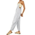 thumbnail image 3 of Xuanfei Women Solid Color V Neck Sleeveless With Pockets Casual Jumpsuit Romper, 3 of 7