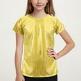 thumbnail image 2 of Kaemgyyd Short Sleeve Shirt Girls Sequins Sparkle Printed Tops Children's Round Neck Glitter Plain Blouse Party Clubwear 11-17 Years, 2 of 4