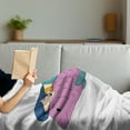thumbnail image 3 of Mermaid Soft Flannel Fleece Throw Blanket, Baby Mermaid Sleeping on Top Giant Fish Happy Best Friends Kids Nursery Theme, Cozy Plush for Indoor and Outdoor Use, 60" x 80", Purple Teal, by Ambesonne, 3 of 5