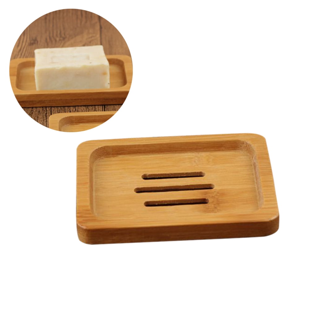 Natural Wood Wooden Soap Dish Storage Tray Holder Bath Shower Plate Bathroom to 