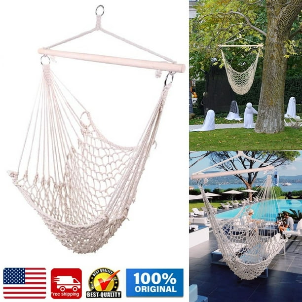 Hanging Rope Chair,Hammock Hanging Chair Hanging Chair for Porch and Balcony Cotton Ropes Swing