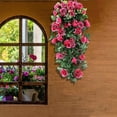 thumbnail image 4 of Littleplum Artificial Hanging Flower Fake Hanging Rose Flower Vine Hanging Plants Faux Flowers for Porch Eave Wall Home Room Garden Office Wedding Decoration,1 PCS,Basket not Included,Hot Pink, 4 of 9