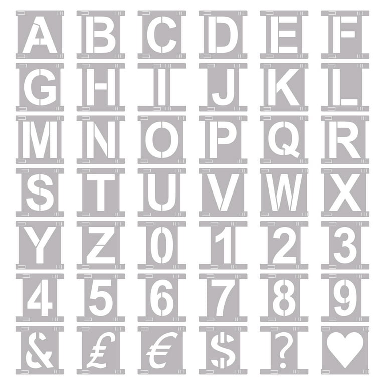 Briartw Letter Stencils Symbol Numbers Craft Stencils 3 Size Height Combi  126 Pieces Full Set Interlocking Stencil Kit,Reusable Alphabet Templates  for Painting 