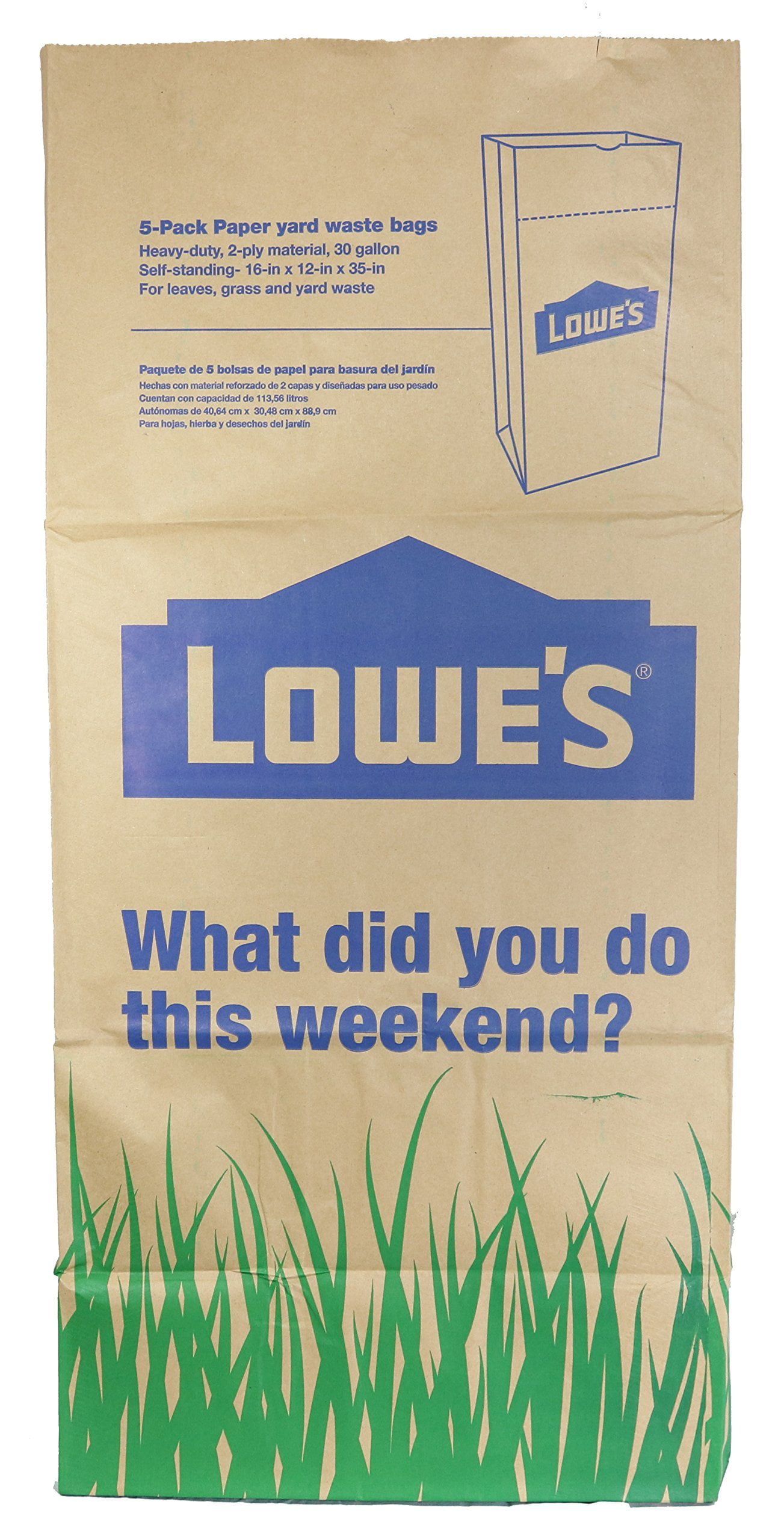 Lowes 30 Gallon Paper Lawn and Leaf Trash Bags 5 Count Pack Of 3 15  Total  Amazonin Garden  Outdoors