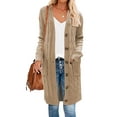 thumbnail image 3 of Inevnen Womens Long Sleeve Cable Knit Long Cardigan Open Front Button Sweater Outerwear, 3 of 8