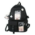 thumbnail image 1 of AMERTEER Women Preppy Style Patchwork Clear Backapck Student Large Rucksack (Purple), 1 of 6