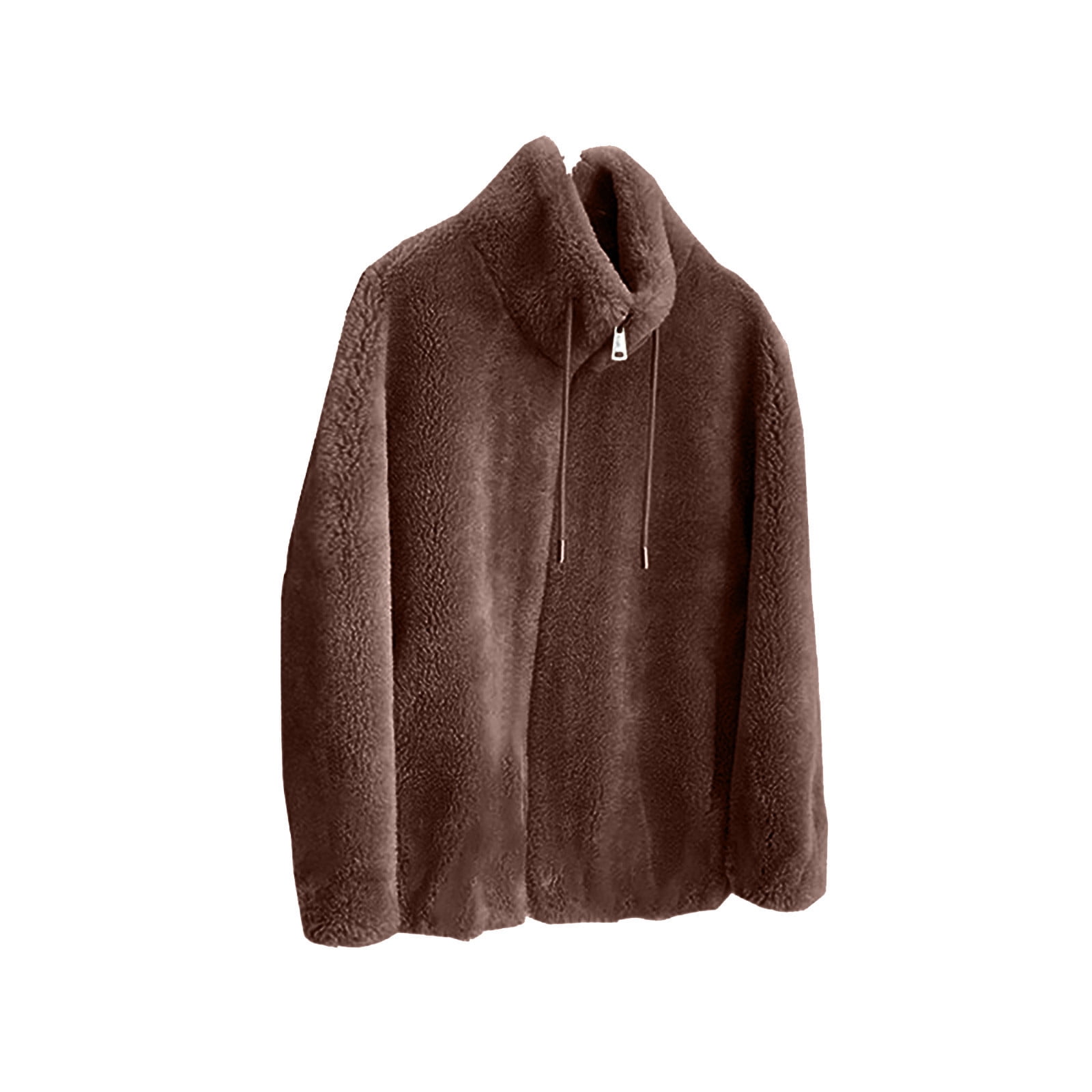 Plus Size Coats for Women 4X-6X Trendy Full Zipper Up Fleece Jackets Ladies Casual Solid Long Sleeve Stand Collared Warm Coat with Pockets
