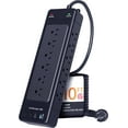 thumbnail image 1 of NANOLAKE Regleta de protección contra sobretensiones con 2800/4800 julios, cable de extensión de 10 pies, 18 AC 4 puertos USB, enchufe plano, 1875 W 15 A, montable para fábrica, hogar, oficina, dormit, 1 of 5