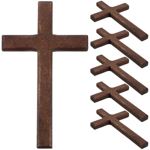 IBASETOY 6pcs Decorative Crosses Wall Wooden Cross Traditional Design Brown for Personal Users