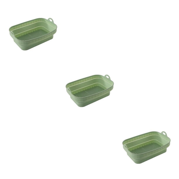 Cesta de silicona Toystoory para freidora de aire molde plegable color Verde