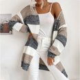 thumbnail image 5 of Sakmal Cute Cardigan Sweaters for Women Comfy Open Front Tunic Cardigan Striped Beige Long Sweater Top, 5 of 5
