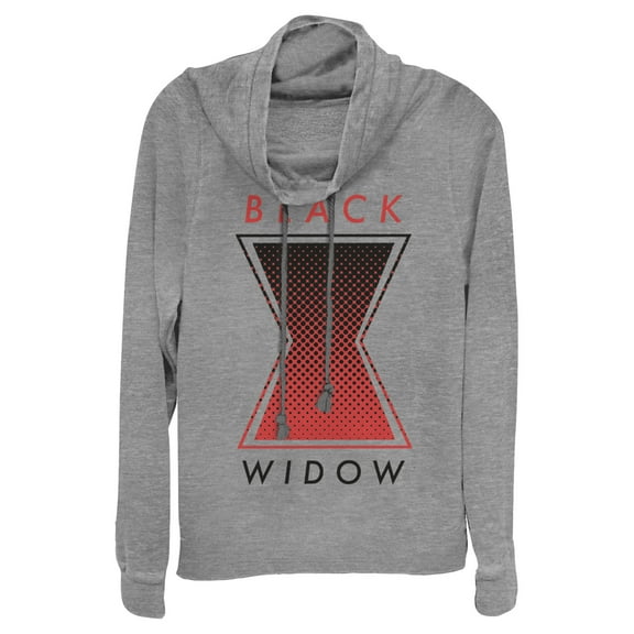Junior's Marvel Black Widow Gradient Logo  Cowl Neck Sweatshirt Gray Heather X Large