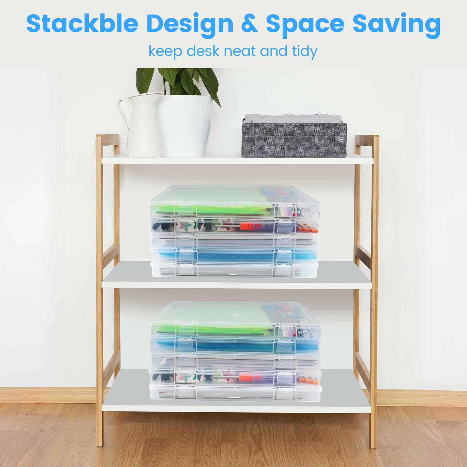 12x12'' Scrapbook Paper Storage  5 Pack Board Game Storages Stackable For Magazine Art Supplies Files Photo Vinyls Crafts