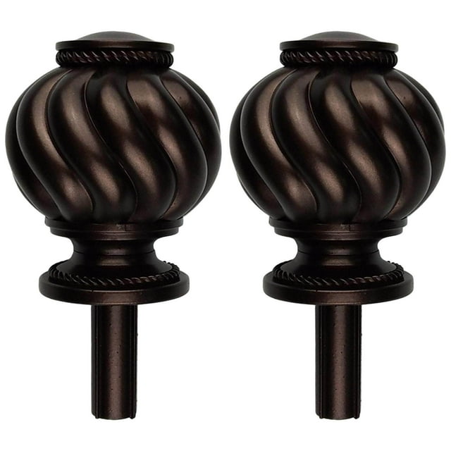 Langgg 2 Pcs Embouts de Tringle à Rideau 3/4 Pouce Remplacement pour Chambre Salon Brun Foncé