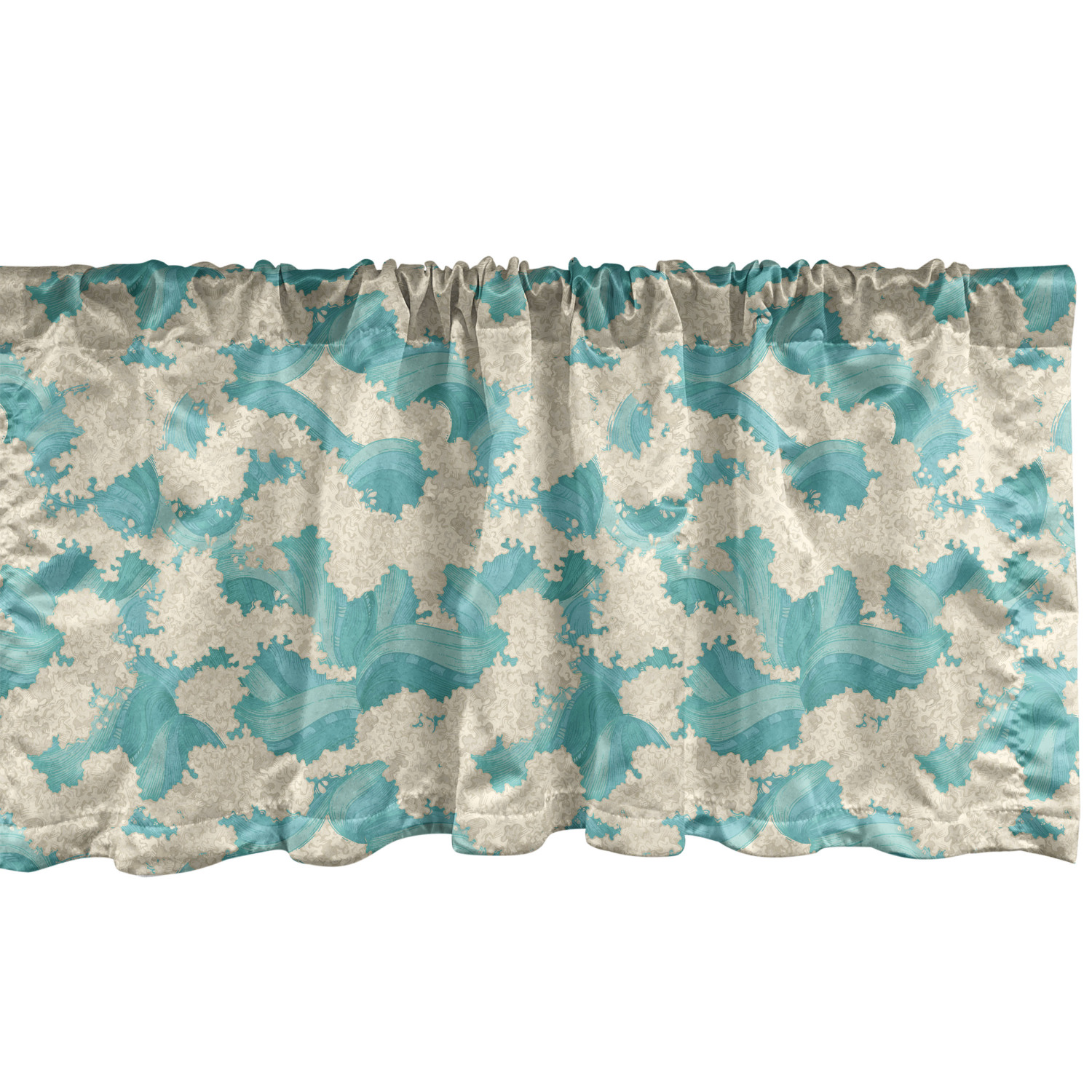 Waves Window Valance Pack of 2, Vintage Ornate Boundless Curved Lines
